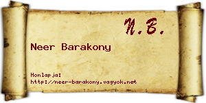 Neer Barakony névjegykártya